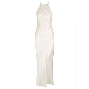 Shona Joy La Lune gathered square neck midi dress in US 2/AUS 6 - cream